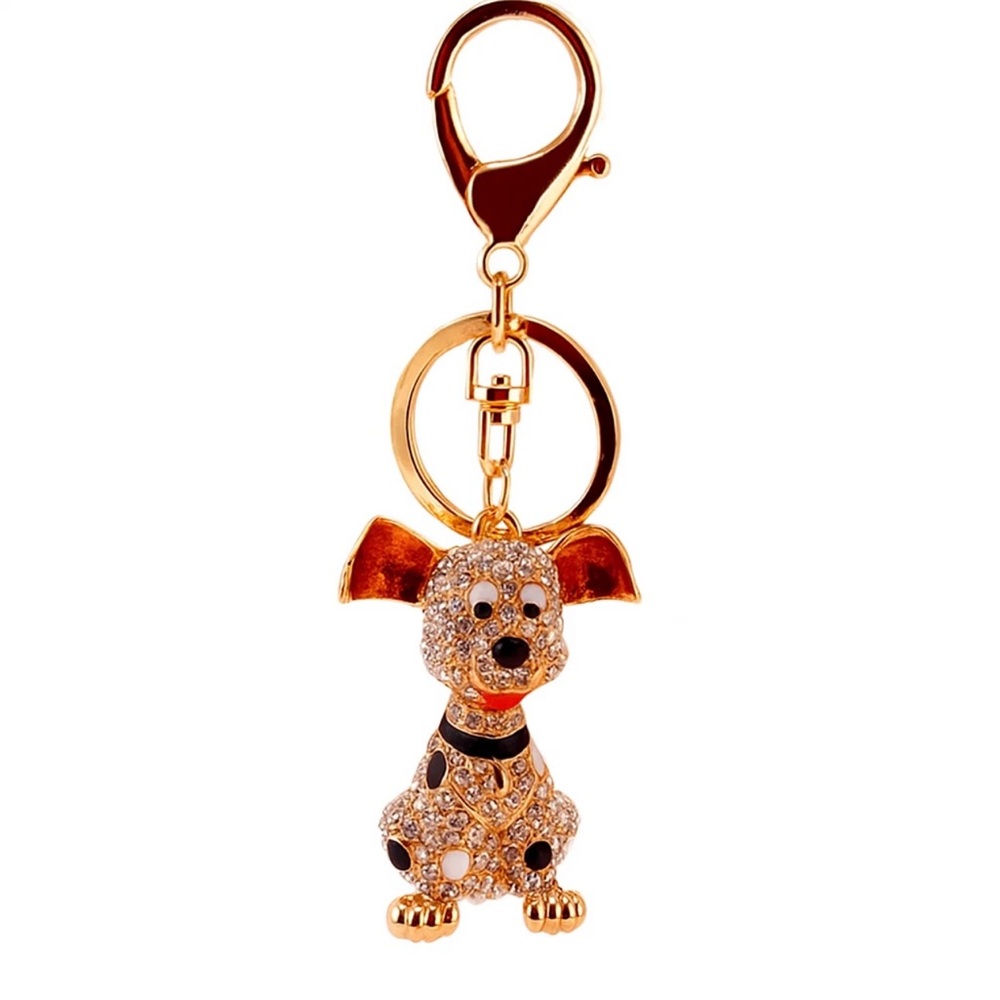 Bag Charm Keychain - Rhinestone Dog Bag Charm Keychain Keyring